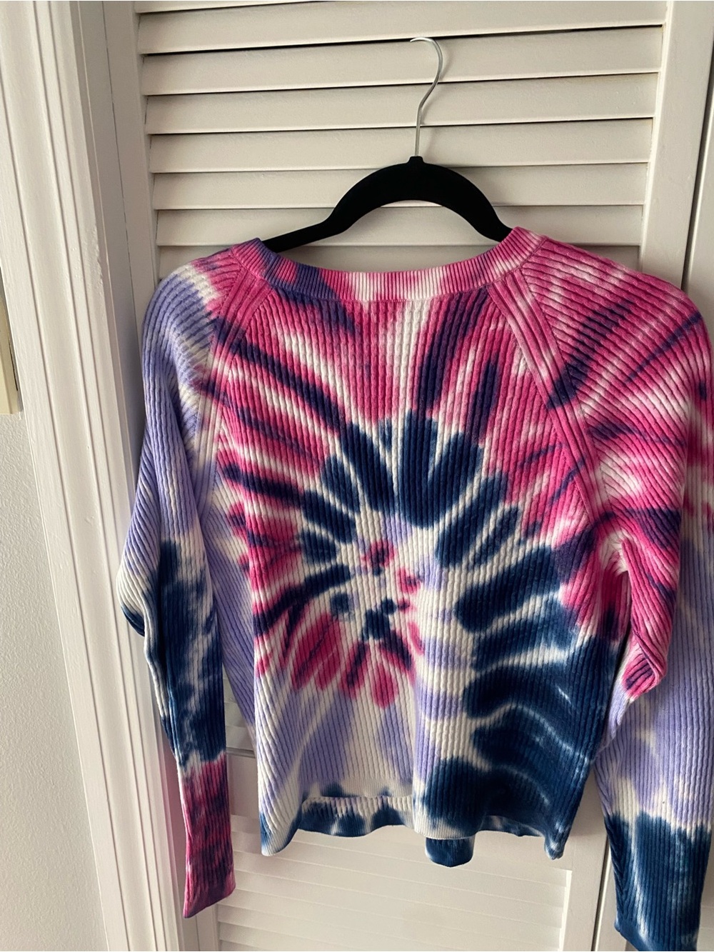 Lini Tie-Dye Ribbed Long-Sleeve Top in Pink & Navy - Picture 5 of 6